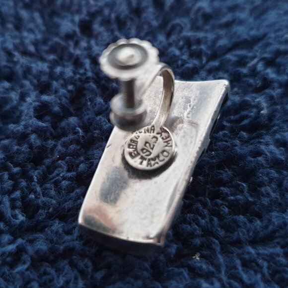 Rare Vintage Mexico TAXCO Sterling E. Barena Shadow Box Screw Back Earrings - Picture 5 of 10
